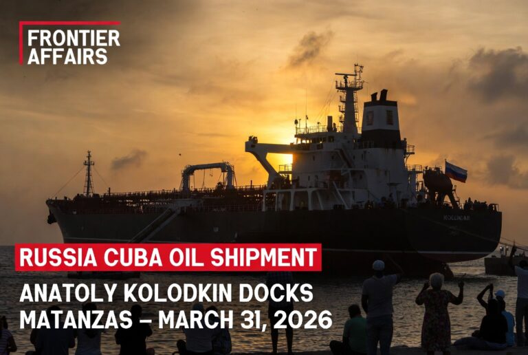 Russian oil tanker Anatoly Kolodkin arriving at Matanzas Cuba port at sunset March 31 2026 carrying 730000 barrels of crude oil ending three-month US blockade of Cuban energy supply