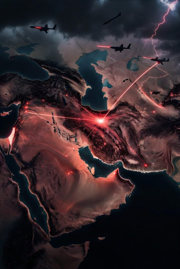 Iran Axis of Resistance 2026 — map showing Iran's proxy network connecting Houthi forces in Yemen, Hezbollah in Lebanon, and Iraqi militias in a coordinated strategy against the United States and Israel in the Middle East war
