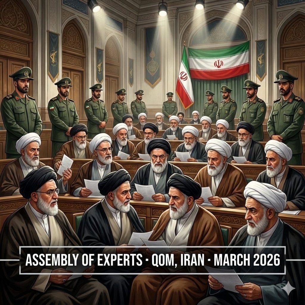 Iran's Assembly of Experts votes for Mojtaba Khamenei as Supreme Leader under IRGC pressure — Qom March 2026