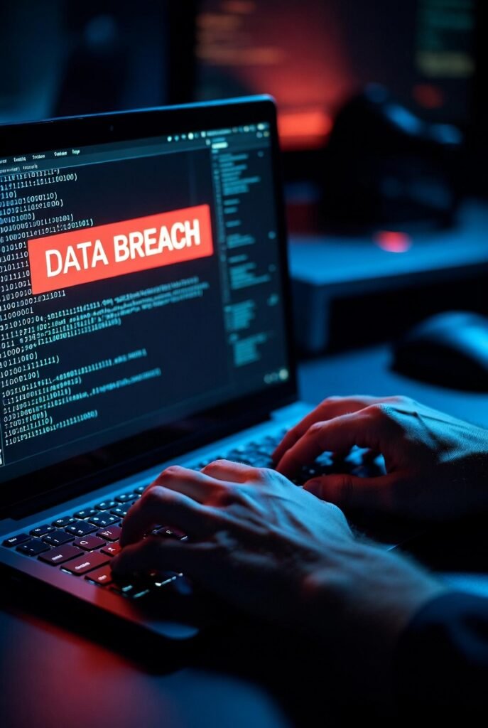 Australian government cyber data breach 2026 alert on laptop screen in dark office