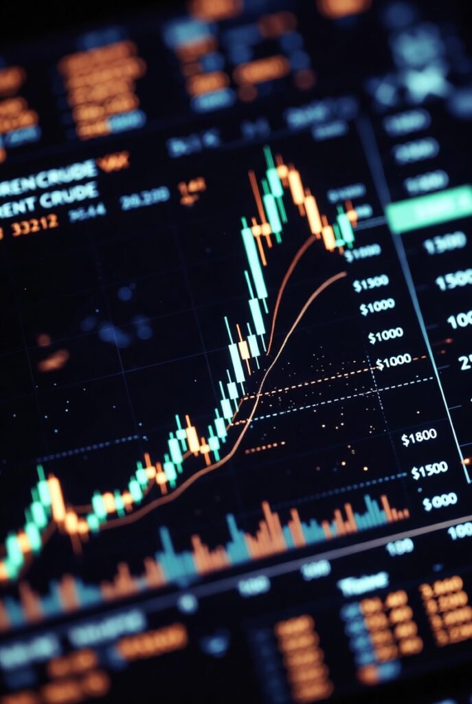 Brent crude oil price chart surging past $100 per barrel in 2026 amid Middle East supply disruption