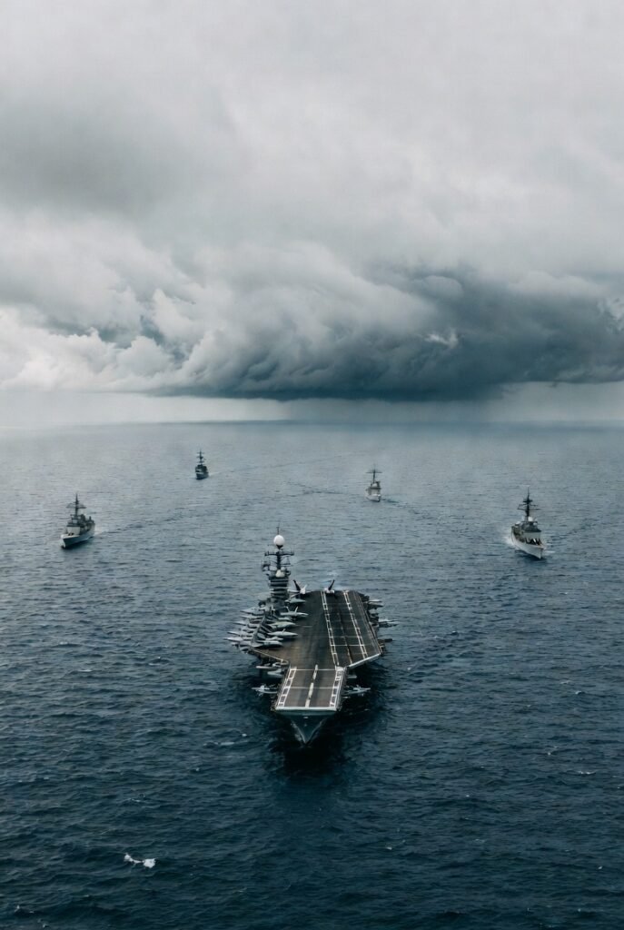 US Navy carrier strike group positioned in Gulf of Oman — Operation Sentinel II Iran deadline April 2026