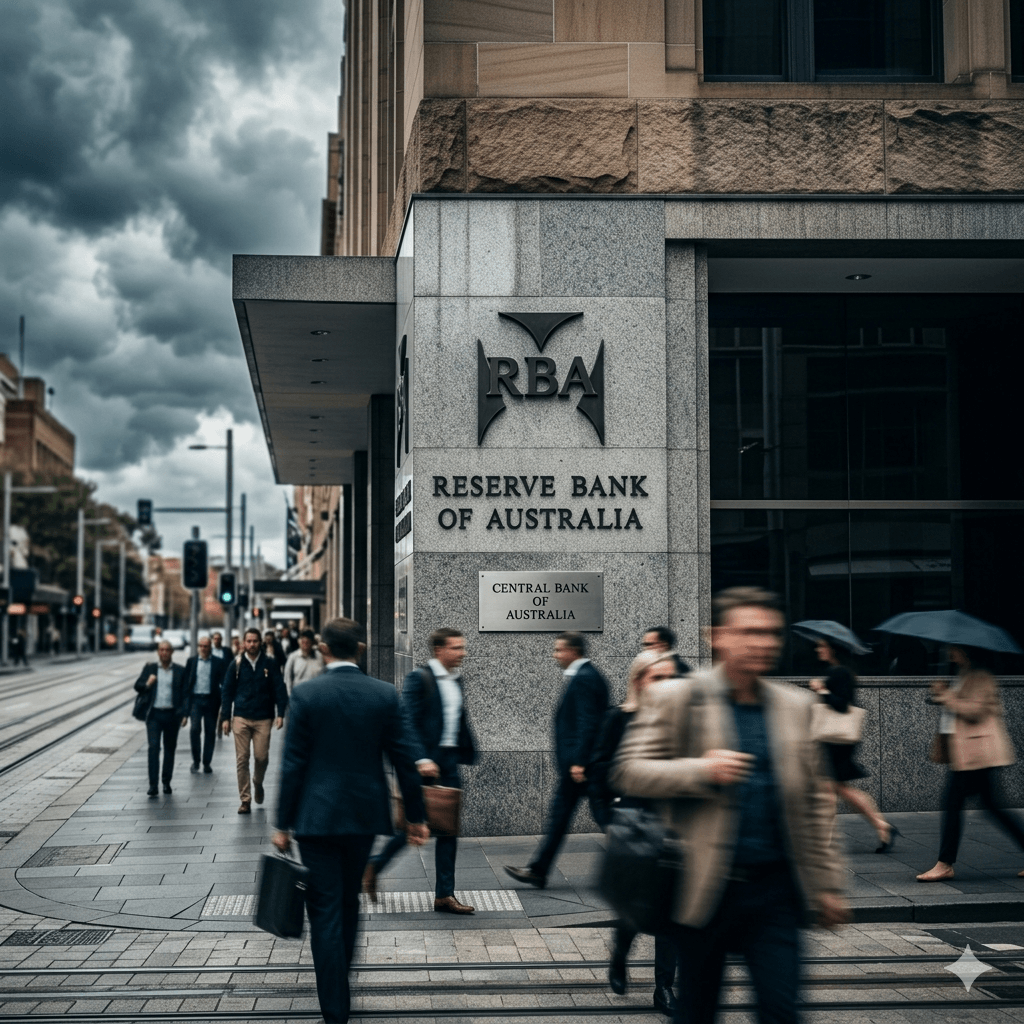 Reserve Bank of Australia building in Sydney as RBA raises cash rate to 4.10% in March 2026