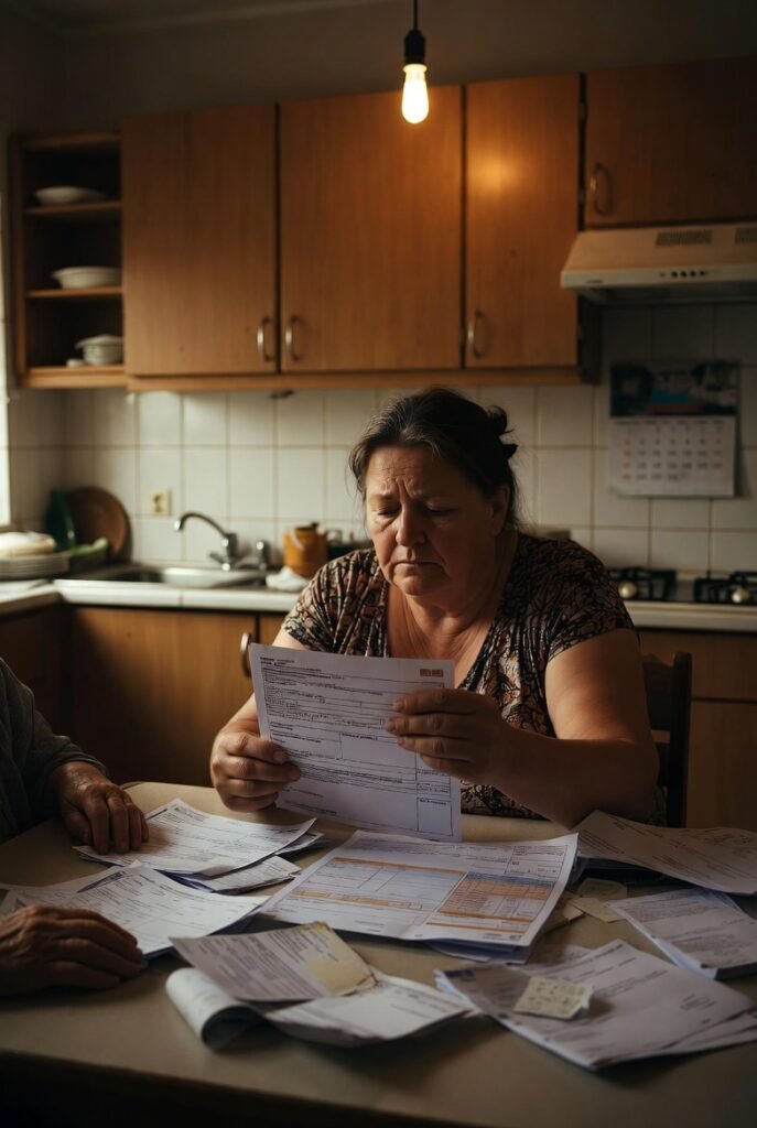 UK cost of living crisis 2026 — British family reviewing household bills amid economic pressure
