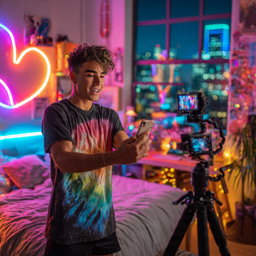 : TikTok creator filming authentic community content as platform shifts algorithm in 2026