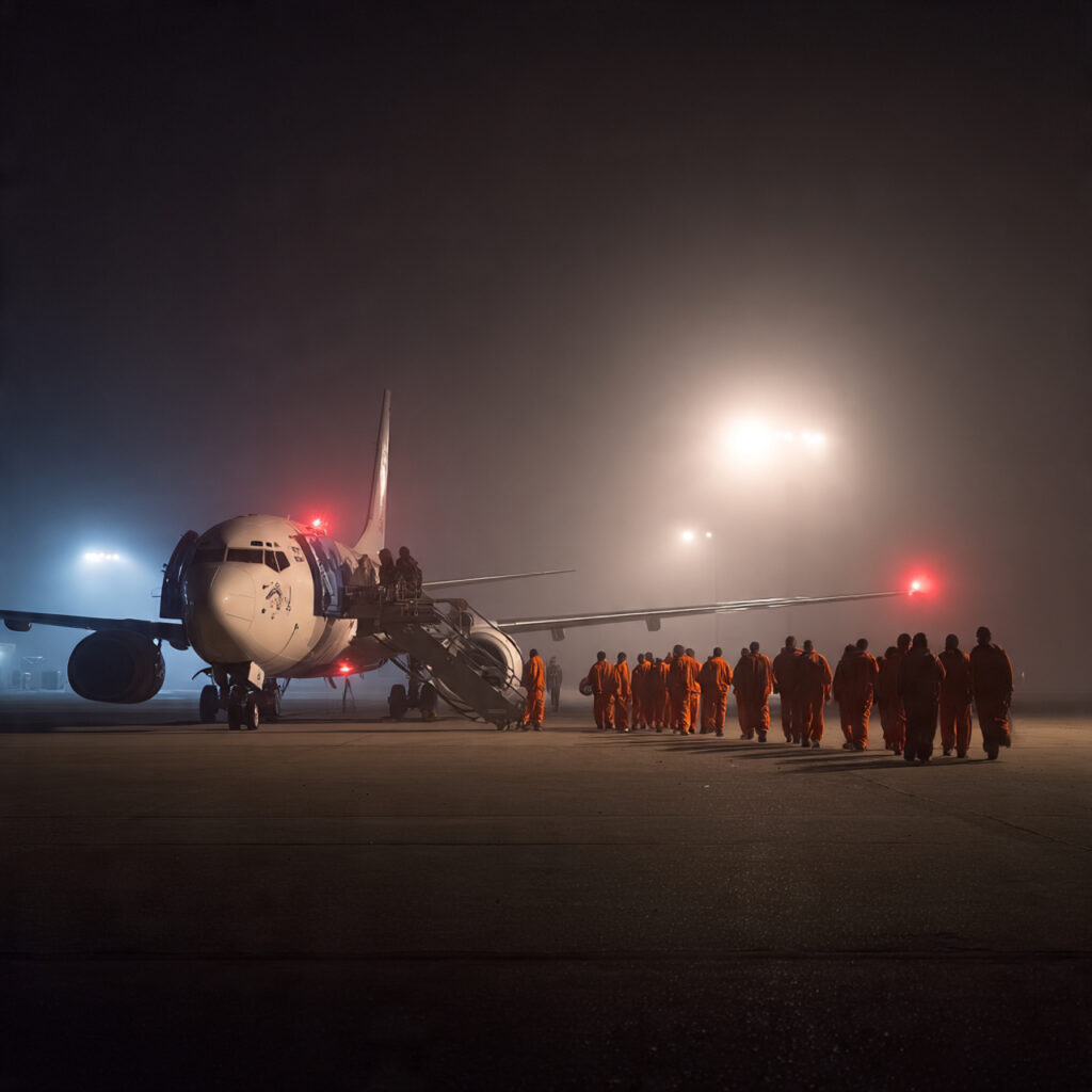 US ICE deportation flight 2025 — Trump Venezuela migrants El Salvador CECOT Alien Enemies Act removal