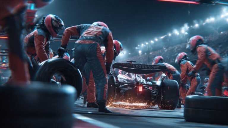 Formula 1 pit stop strategy 2026 — race mechanics change tyres at high speed under championship pressure