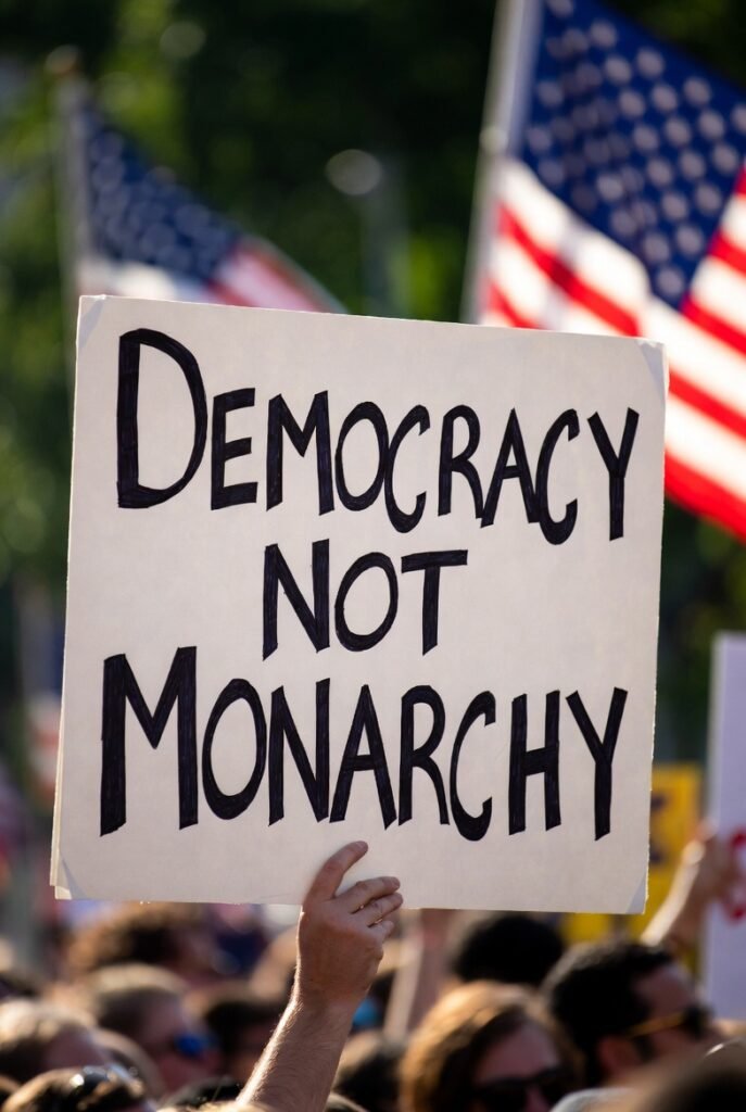 Protesters gathered at a US state capitol building during the March 2026 No Kings demonstrations