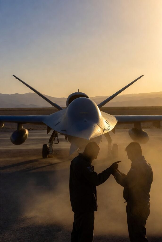 Military drone on Middle East airfield representing Russia-Iran defence technology cooperation 2026