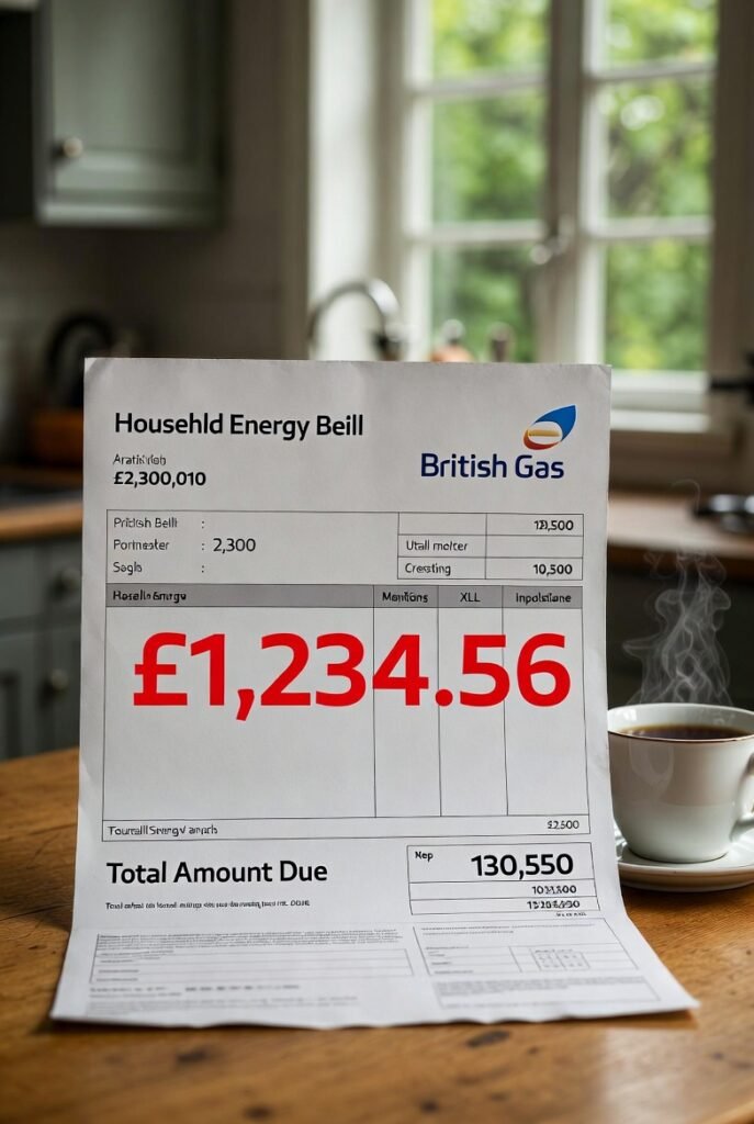 UK household energy bill showing rising costs in 2026 amid Middle East conflict