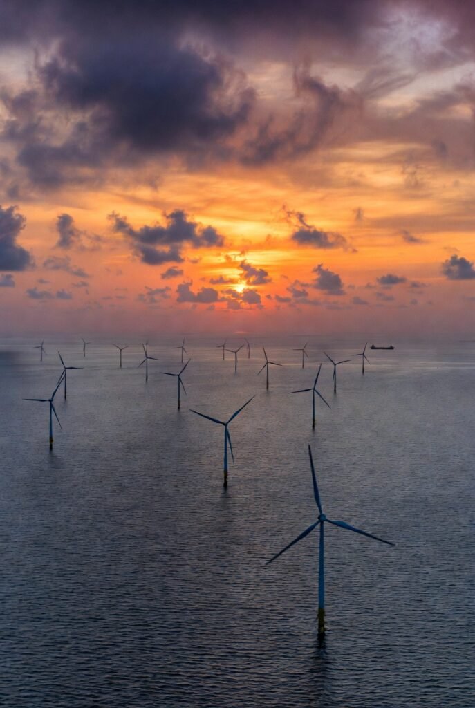 European offshore wind farm at sunset representing EU energy independence strategy in 2026