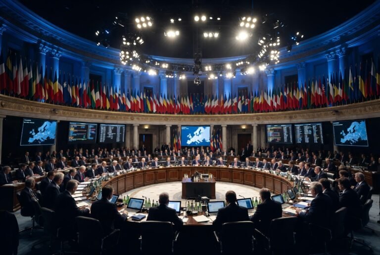 European leaders gathered at an emergency EU summit in Brussels in 2026 to debate defense spending and economic policy.