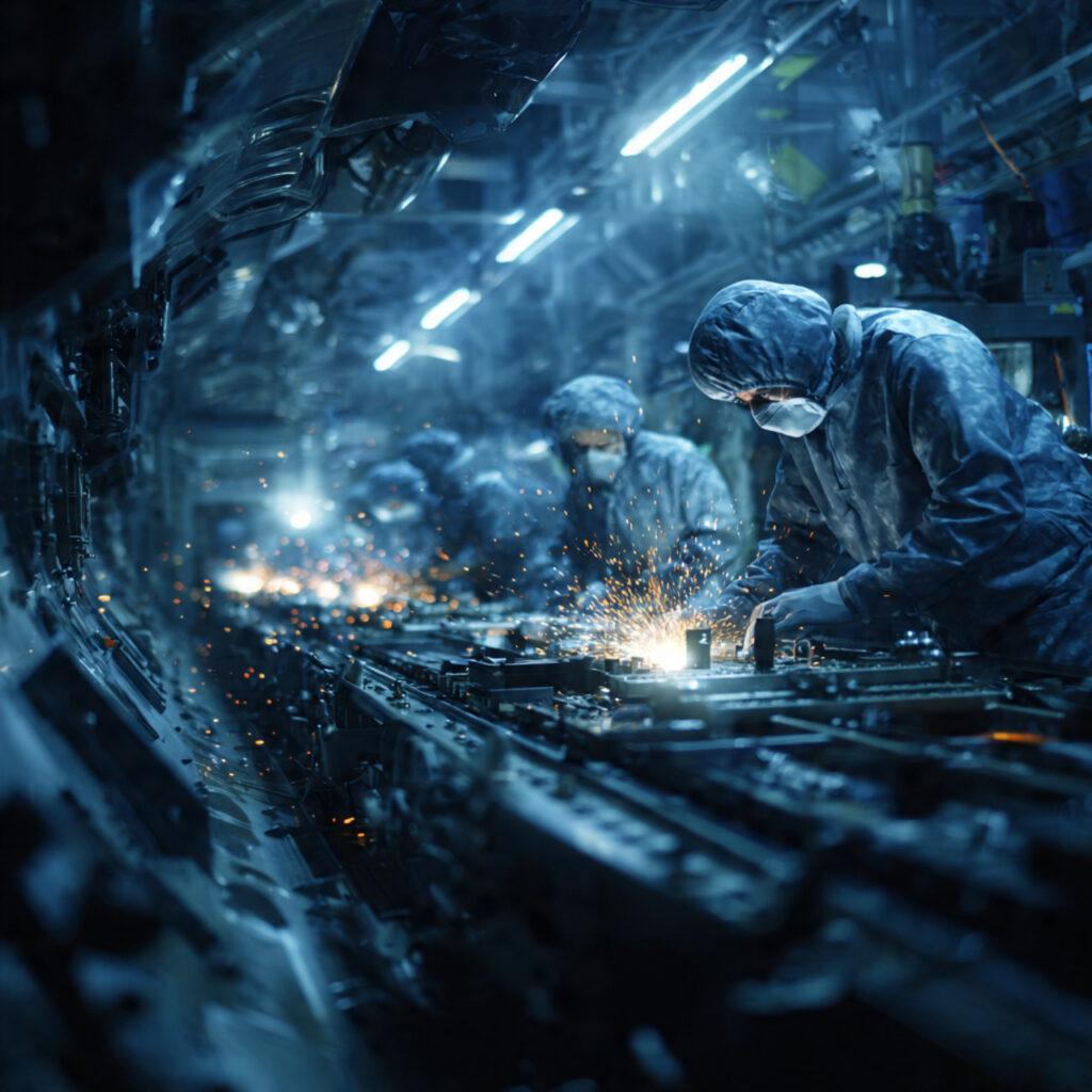 European defense industry factory producing military technology as part of the EU's 2026 strategic autonomy and rearmament plan