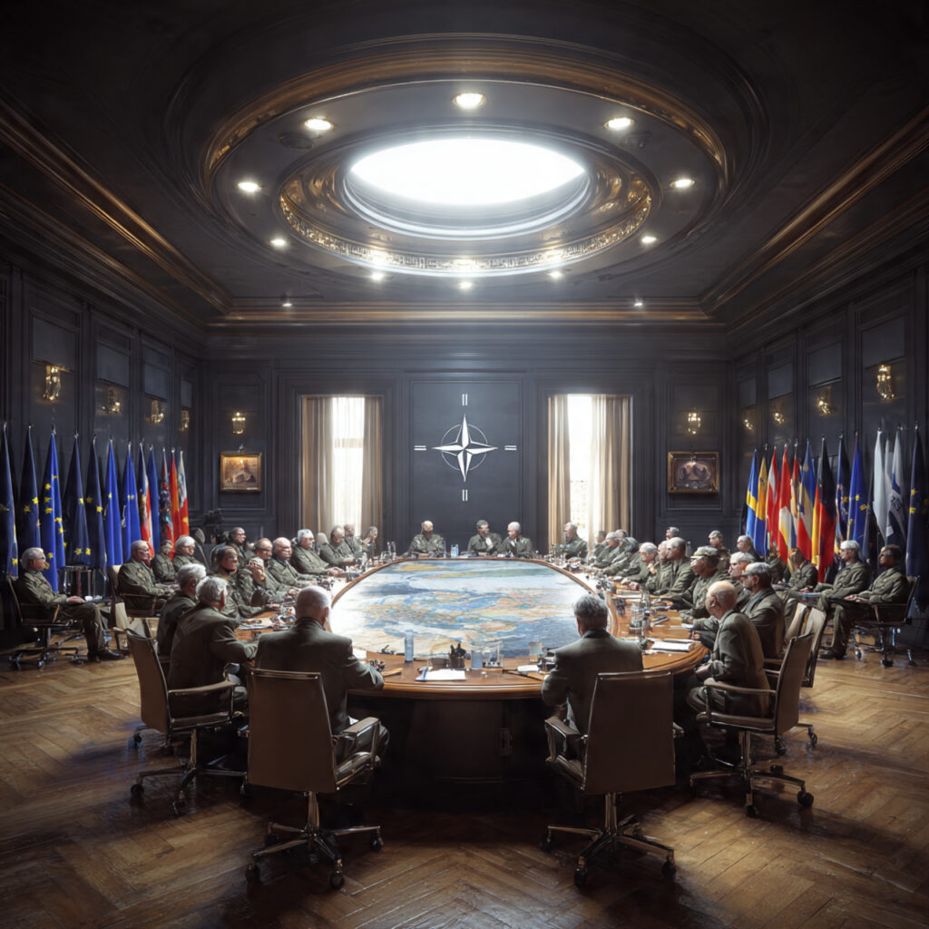 EU defense ministers and military officials at a Brussels summit discussing Europe's 2026 military independence strategy