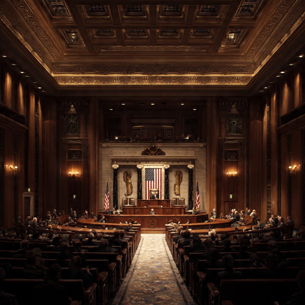 US Senate chamber during 2026 federal budget negotiations and spending bill debate