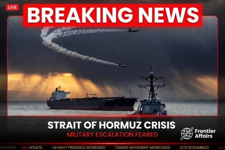 US Navy destroyer and Iranian supertanker in Strait of Hormuz standoff — April 2026 military crisis