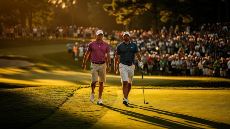 Scottie Scheffler and Rory McIlroy during PGA Championship 2026 at Aronimink