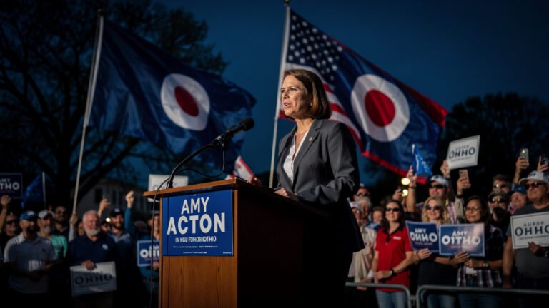 Amy Acton speaking during Ohio Governor Race 2026 campaign event