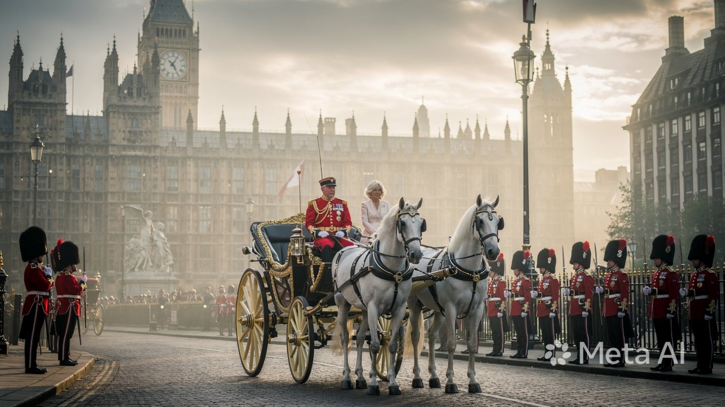 King Charles and Queen Camilla arriving for Parliament ceremony in 2026