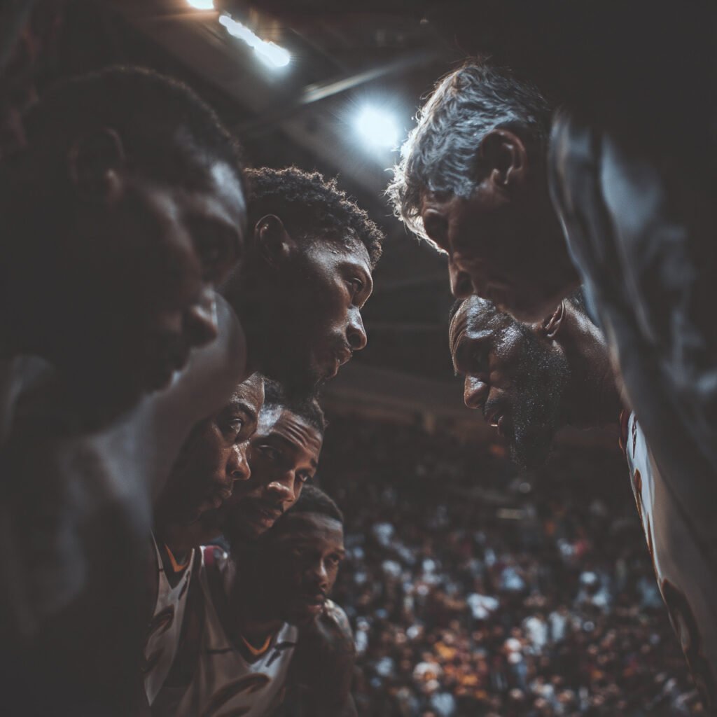 Cleveland Cavaliers discussing strategy during playoff pressure moment