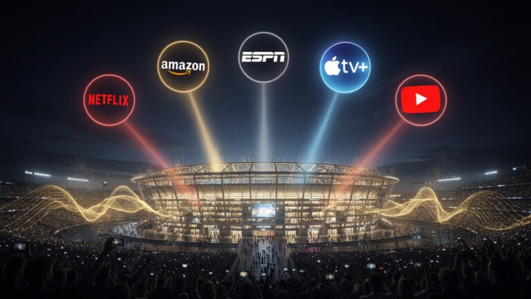 Streaming platforms Netflix Amazon ESPN Apple YouTube TV competing for live sports rights in 2026