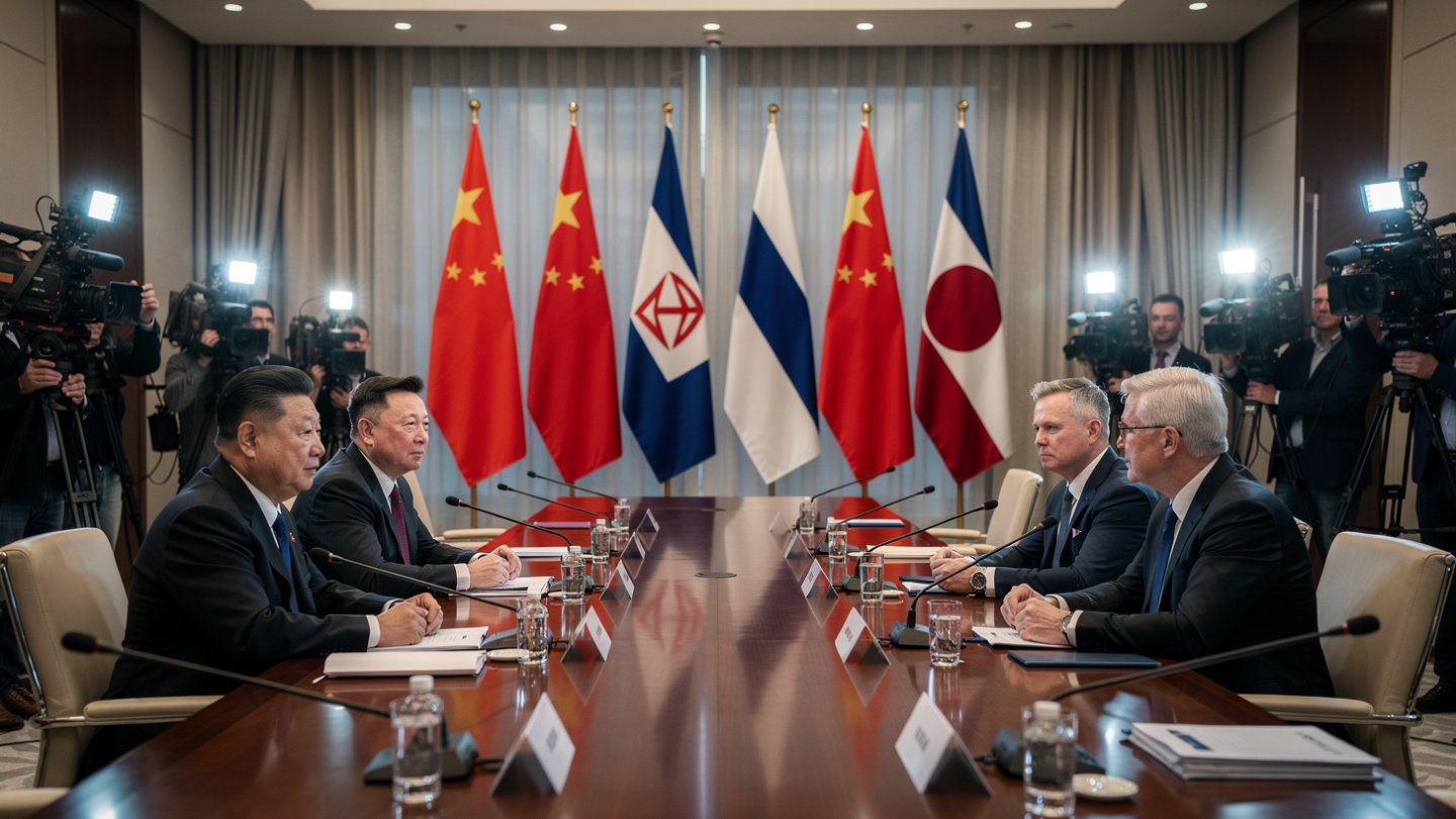 Xi Jinping meeting Elon Musk and Tim Cook during China business summit