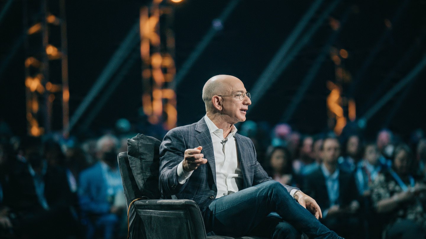 Jeff Bezos discussing leadership and workplace skills at business event