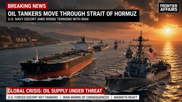 Oil tankers travel through the Strait of Hormuz amid U.S.-backed security plans