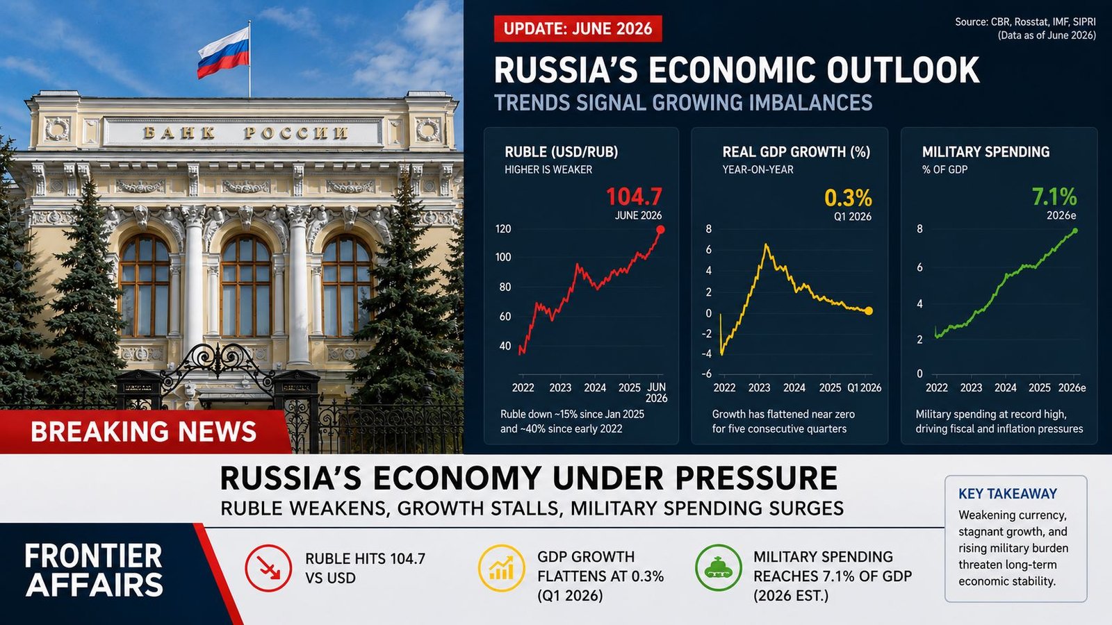"Russia Central Bank building — Russia war economic impact 2026