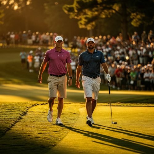 Scottie Scheffler and Rory McIlroy during PGA Championship 2026 at Aronimink