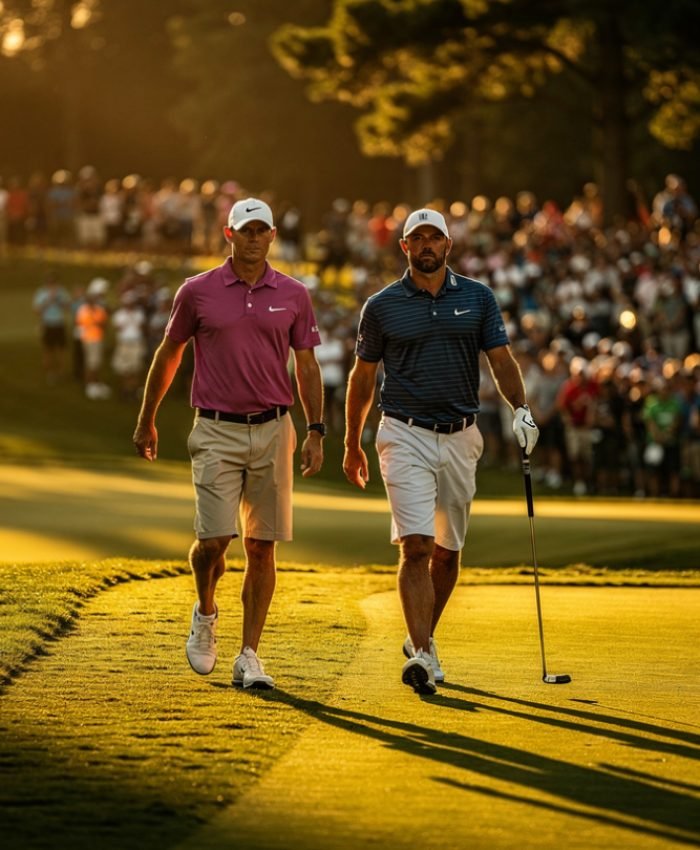 Scottie Scheffler and Rory McIlroy during PGA Championship 2026 at Aronimink