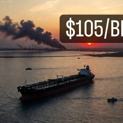 Oil tanker blocked in Strait of Hormuz during Middle East oil crisis 2026 with rising crude prices