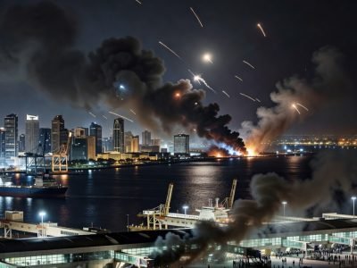 Iran retaliatory missile strikes Dubai Jebel Ali port fire February 2026