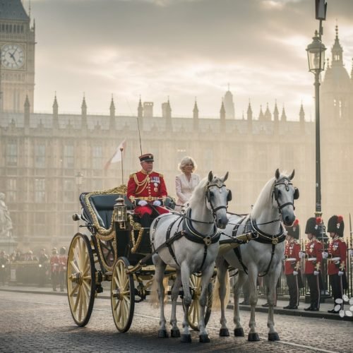 King Charles and Queen Camilla arriving for Parliament ceremony in 2026
