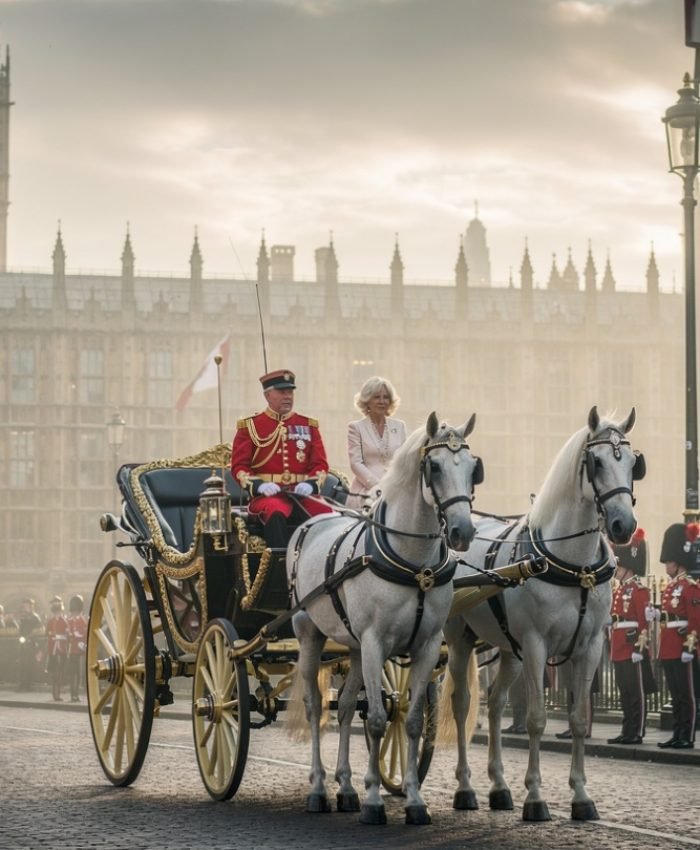 King Charles and Queen Camilla arriving for Parliament ceremony in 2026