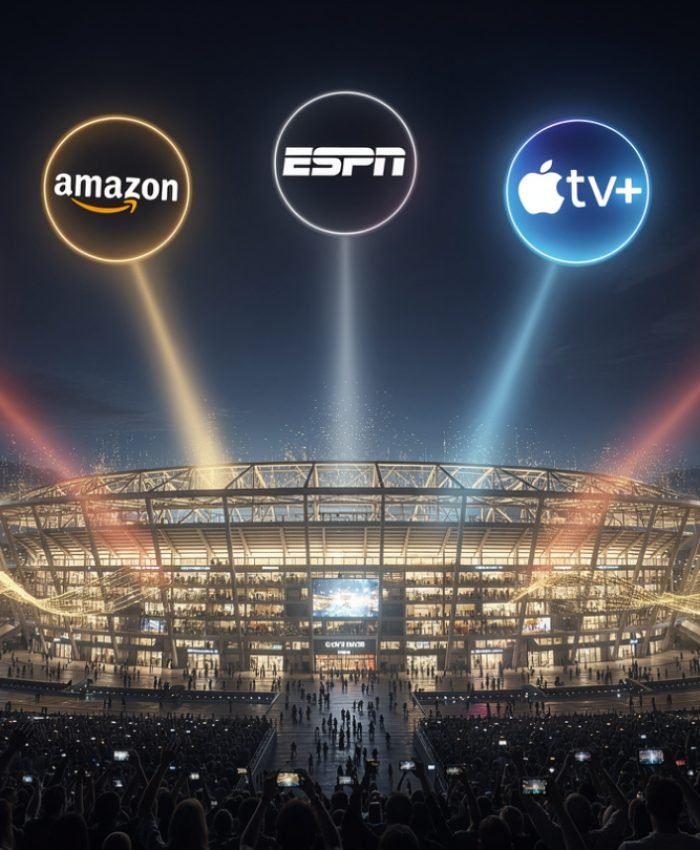 Streaming platforms Netflix Amazon ESPN Apple YouTube TV competing for live sports rights in 2026