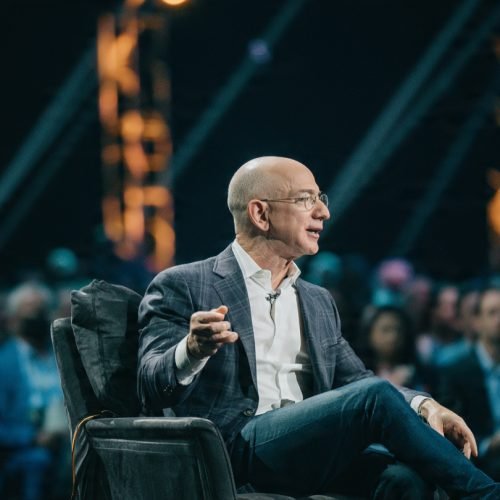 Jeff Bezos discussing leadership and workplace skills at business event