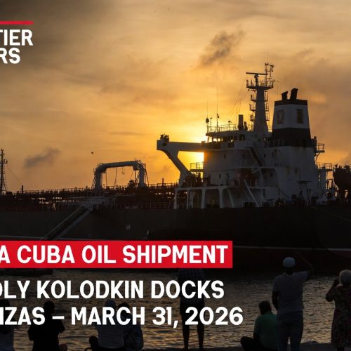 Russian oil tanker Anatoly Kolodkin arriving at Matanzas Cuba port at sunset March 31 2026 carrying 730000 barrels of crude oil ending three-month US blockade of Cuban energy supply