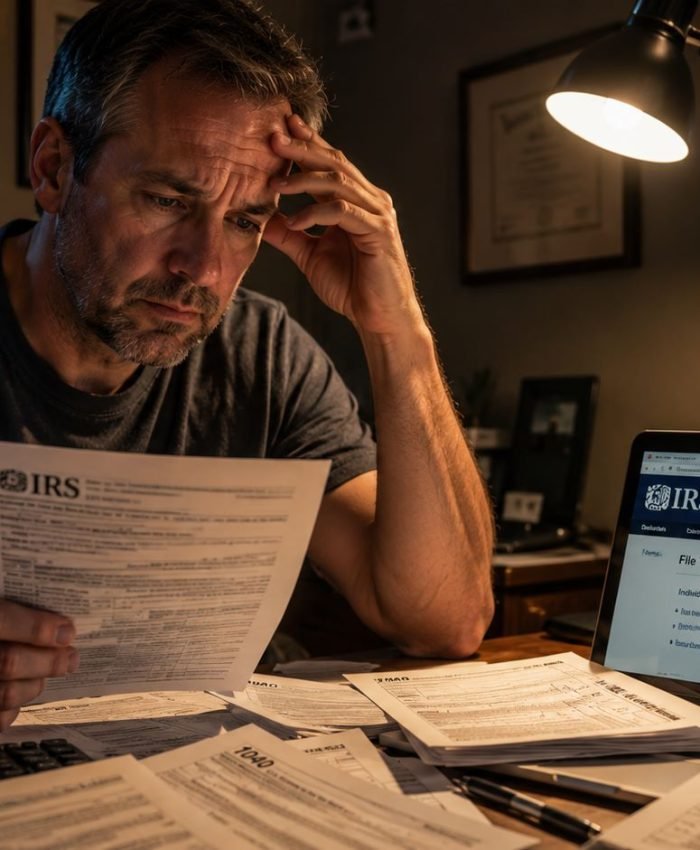 American taxpayer reviewing IRS COVID refund documents before 2026 deadline — last chance to claim pandemic tax money