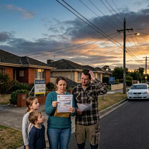 Australian family outside a home reviewing bills amid the 2026 cost-of-living crisis Australian family outside a home reviewing bills amid the 2026 cost-of-living crisis