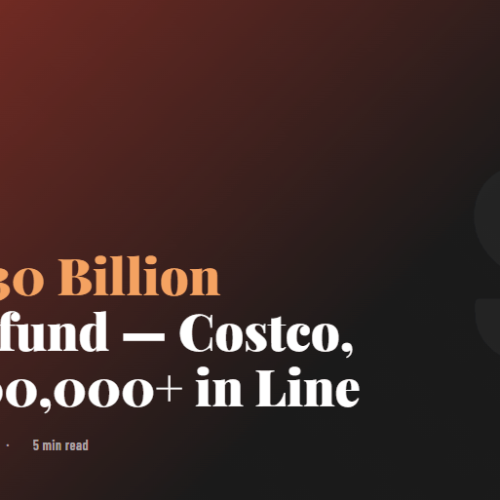 Judge orders $130 billion Trump tariff refund 2026 — breaking news banner with courthouse and gavel