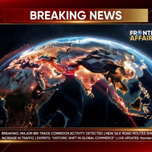 Cinematic map showing China's Belt and Road Initiative trade routes and global influence in 2026