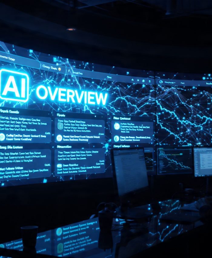 Google AI search update 2026 showing AI Overview results page in a digital newsroom with traffic analytics on screen