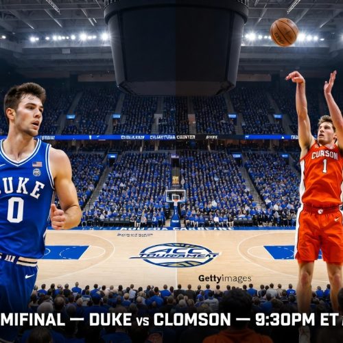 Duke Blue Devils vs Clemson Tigers ACC Tournament 2026 semifinal at Spectrum Center Charlotte packed with 19000 fans Friday March 14 2026 9:30pm ET ESPN2