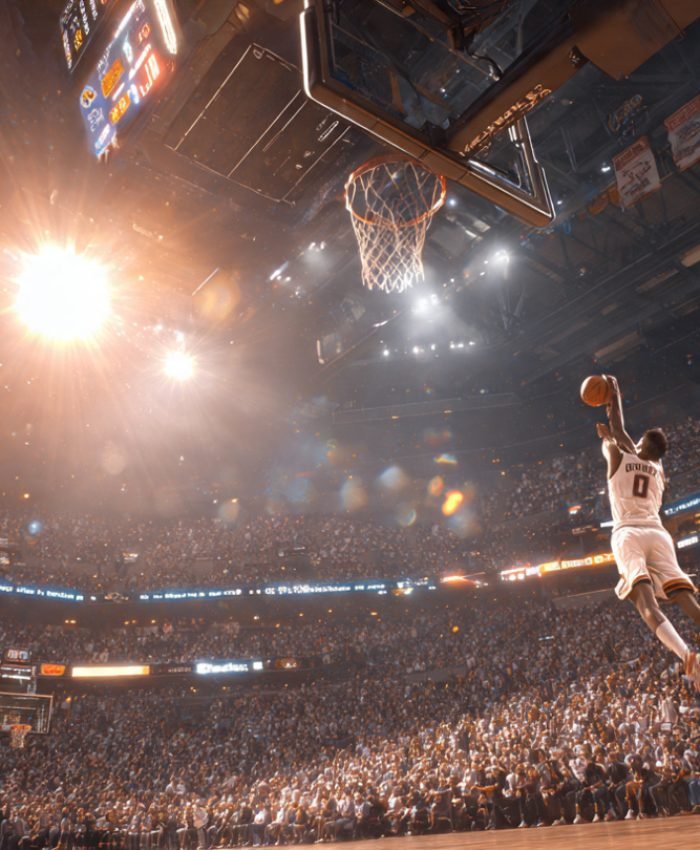 NBA playoff comeback 2026 — player scores clutch basket in packed arena with seconds remaining