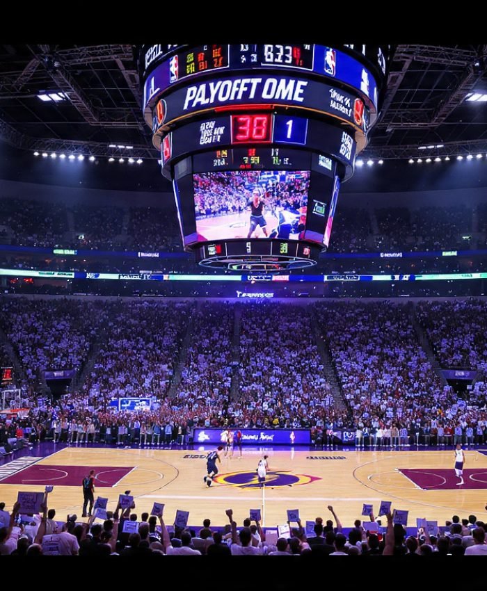 NBA playoffs 2026 underdog player driving to the basket in a packed arena during first round upset