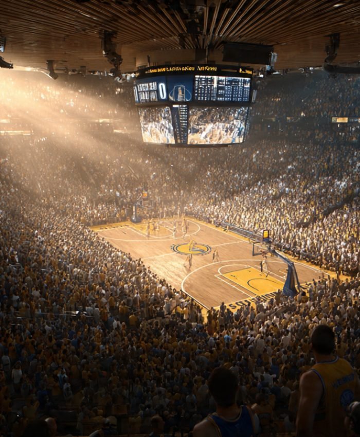 NBA Playoffs 2026 elimination game action in packed arena under dramatic arena lighting