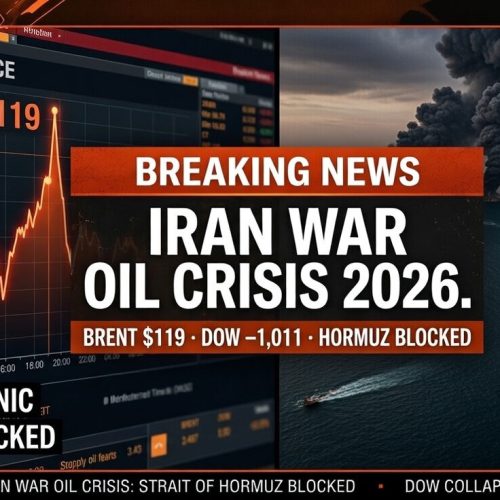 Iran war oil price 2026 — Brent crude hits $119 per barrel as Strait of Hormuz blockade shuts 20% of global oil supply
