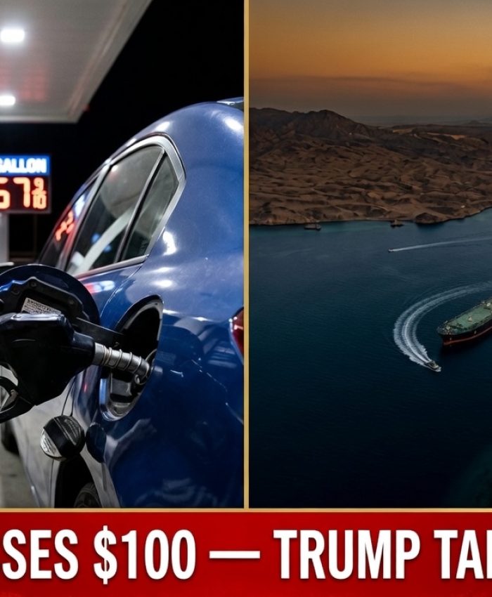 US gas station pump at $3.57 per gallon alongside Strait of Hormuz oil tanker blockade as Trump announces 172 million barrel SPR release March 2026