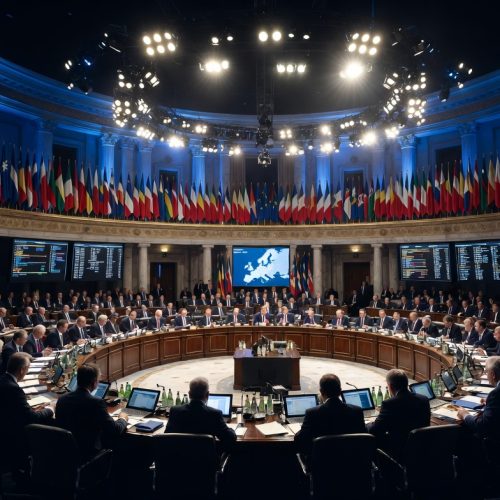 European leaders gathered at an emergency EU summit in Brussels in 2026 to debate defense spending and economic policy.